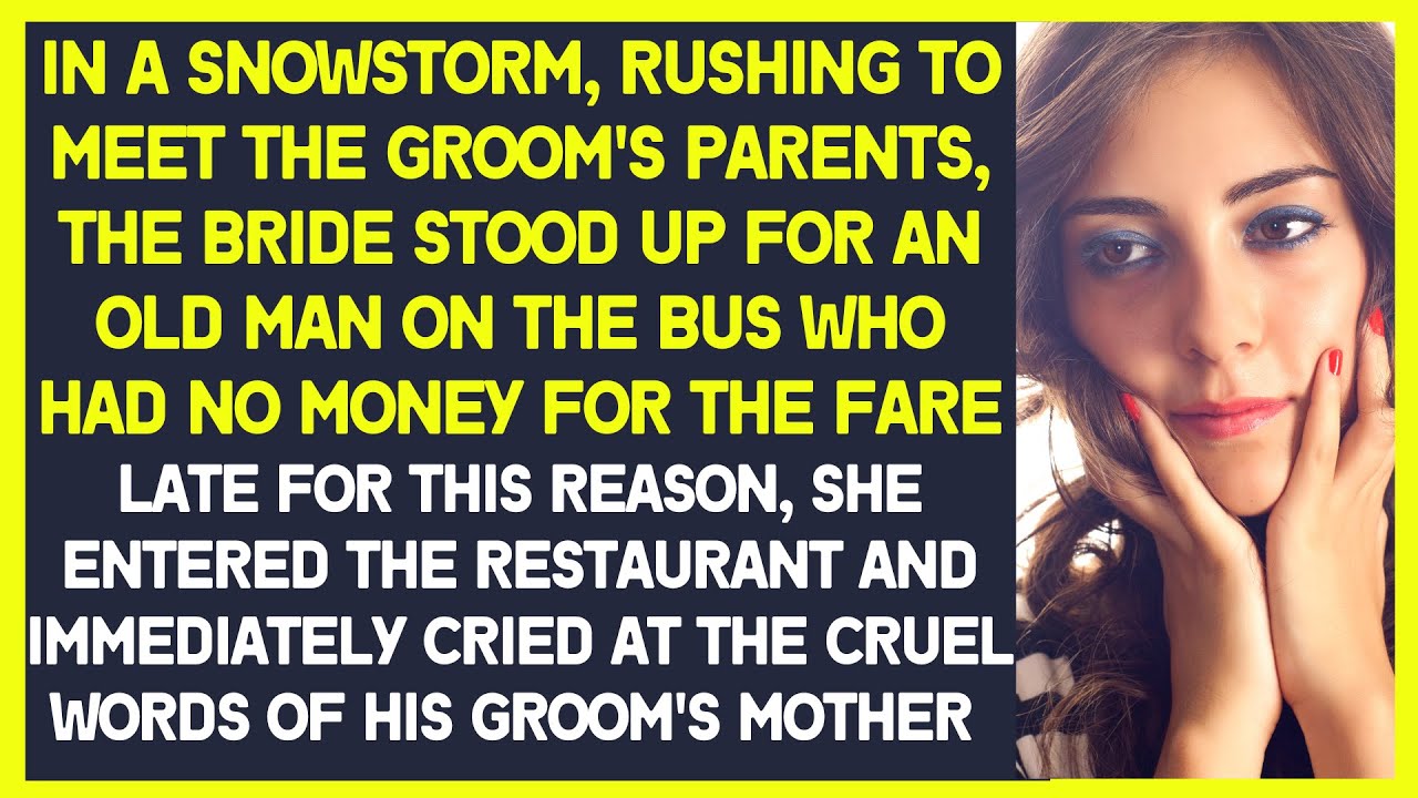 Rushing to the groom's parents, bride stood up for old man on the bus who had no money for the fare
