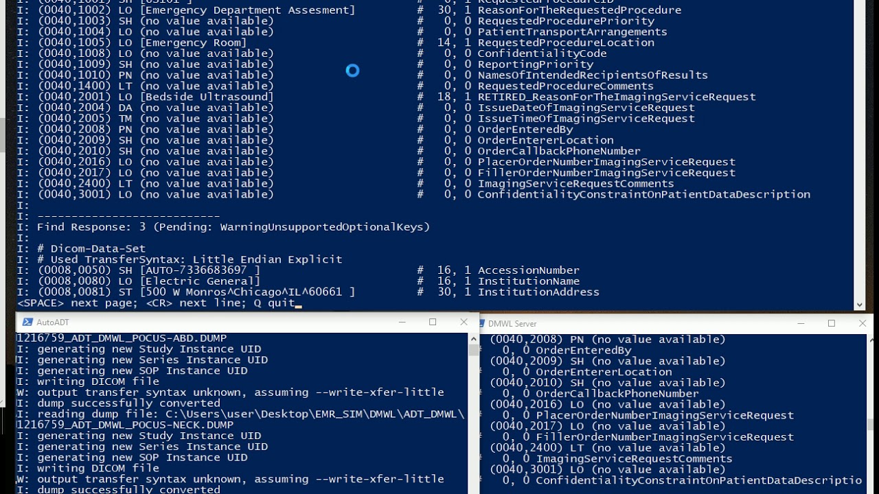EMR Simulator with DICOM Modality Worklist using PowerShell and Offis binaries