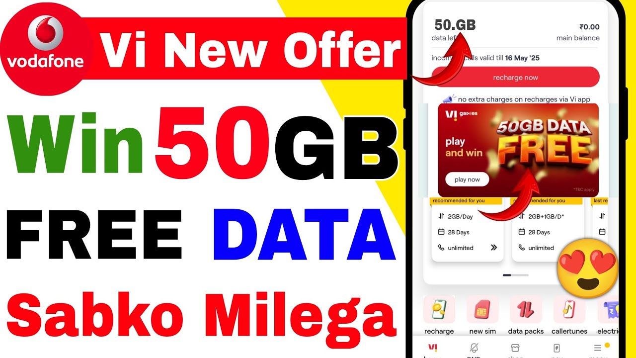 How To Get Free 50GB data in Vi | Vi Win 50GB data play Game |Vi free data 2025 | Vi free data offer
