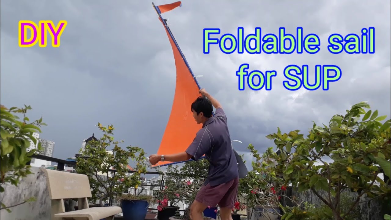 Homemade foldable sail for SUP (Stand Up Paddle). How to make DIY sail for SUP.