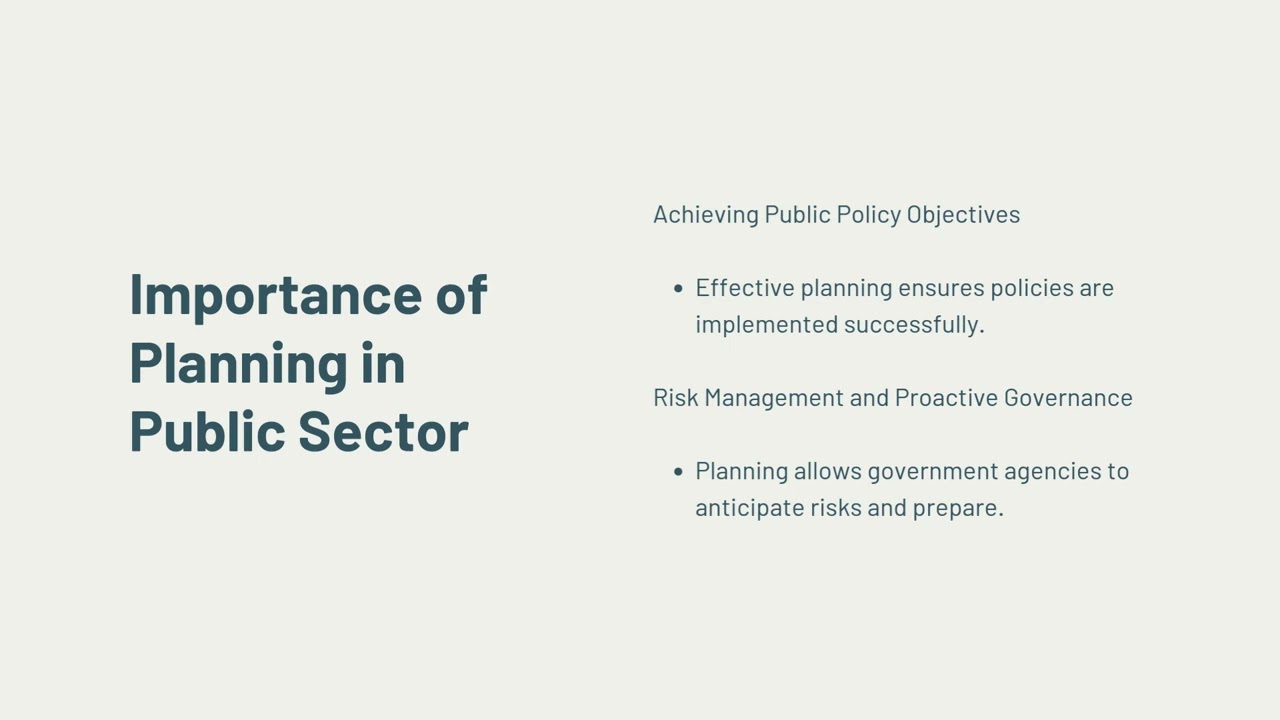Introduction to Planning in Public Sector