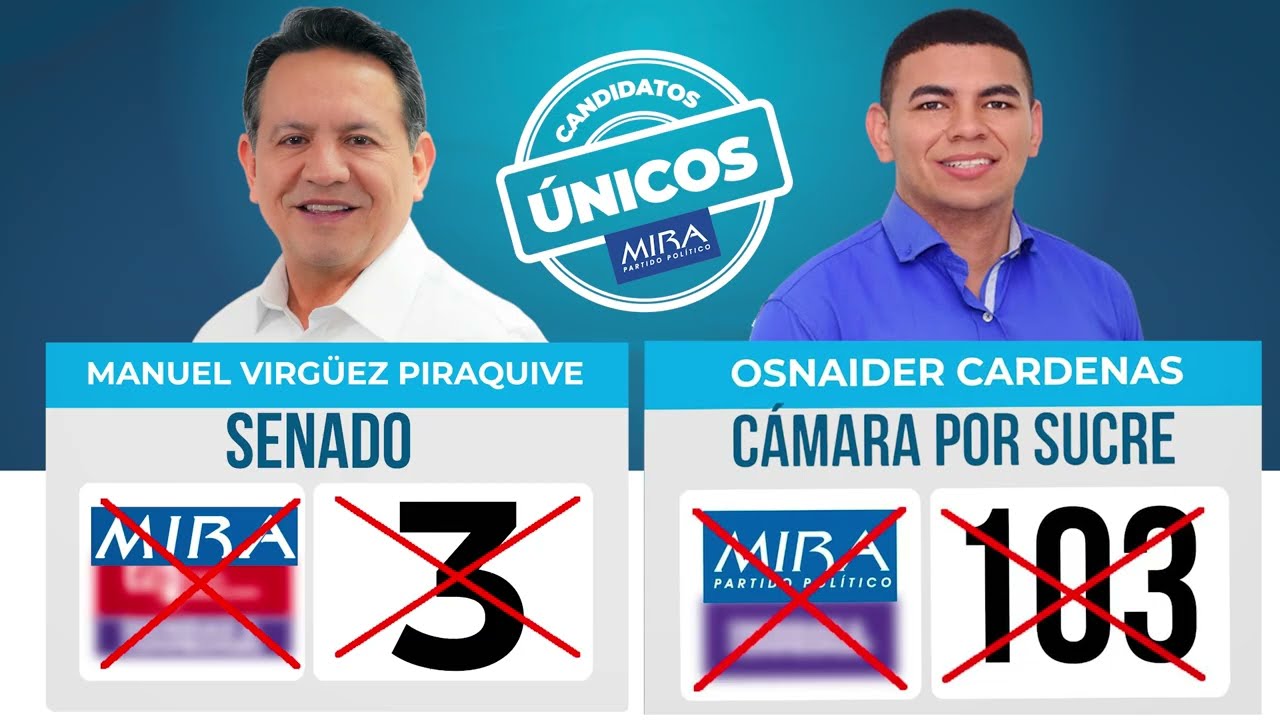 Cómo votar por los candidatos del Partido MIRA en Sucre | 3 y 103