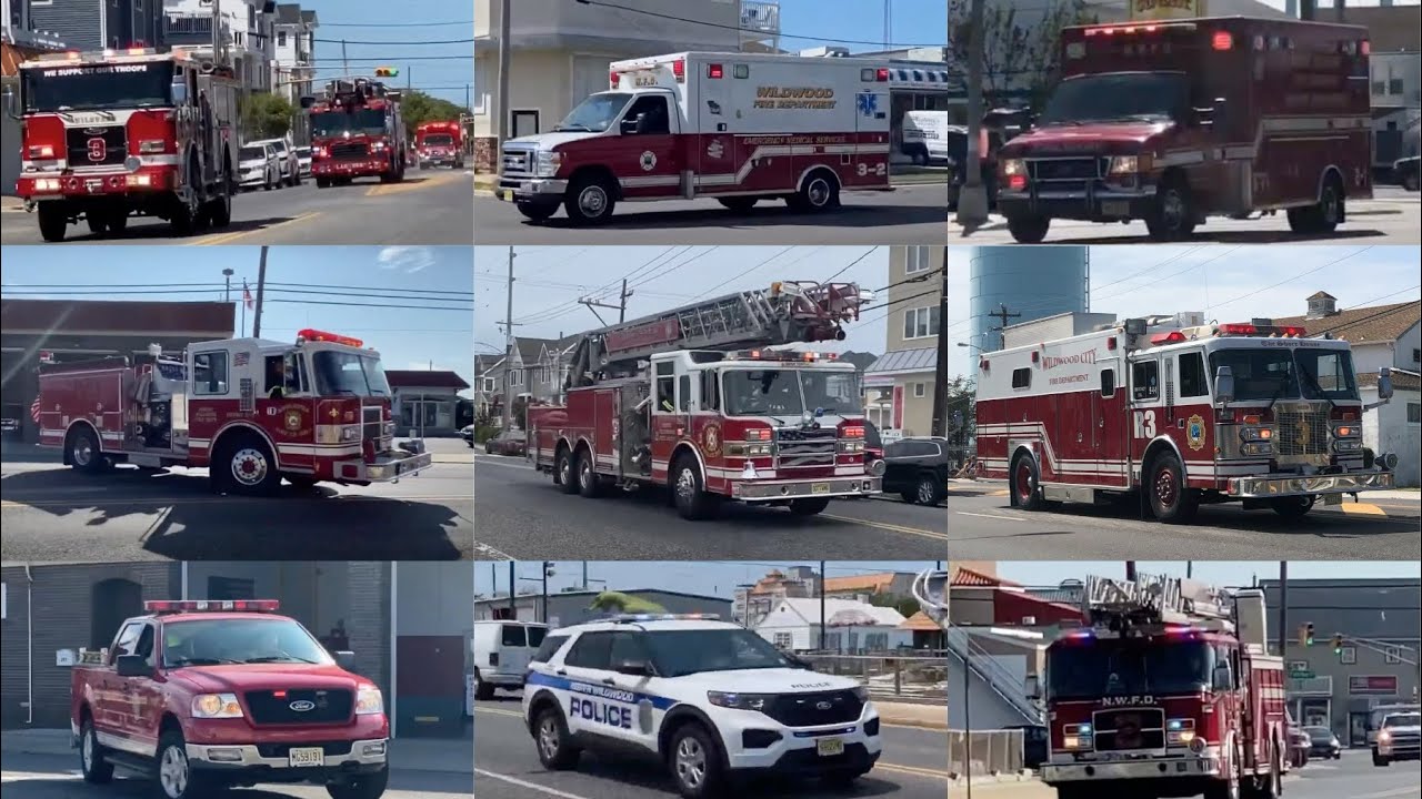 Wildwoods NJ Police,Fire,EMS & Beach Patrol Units Responding Compilation #1
