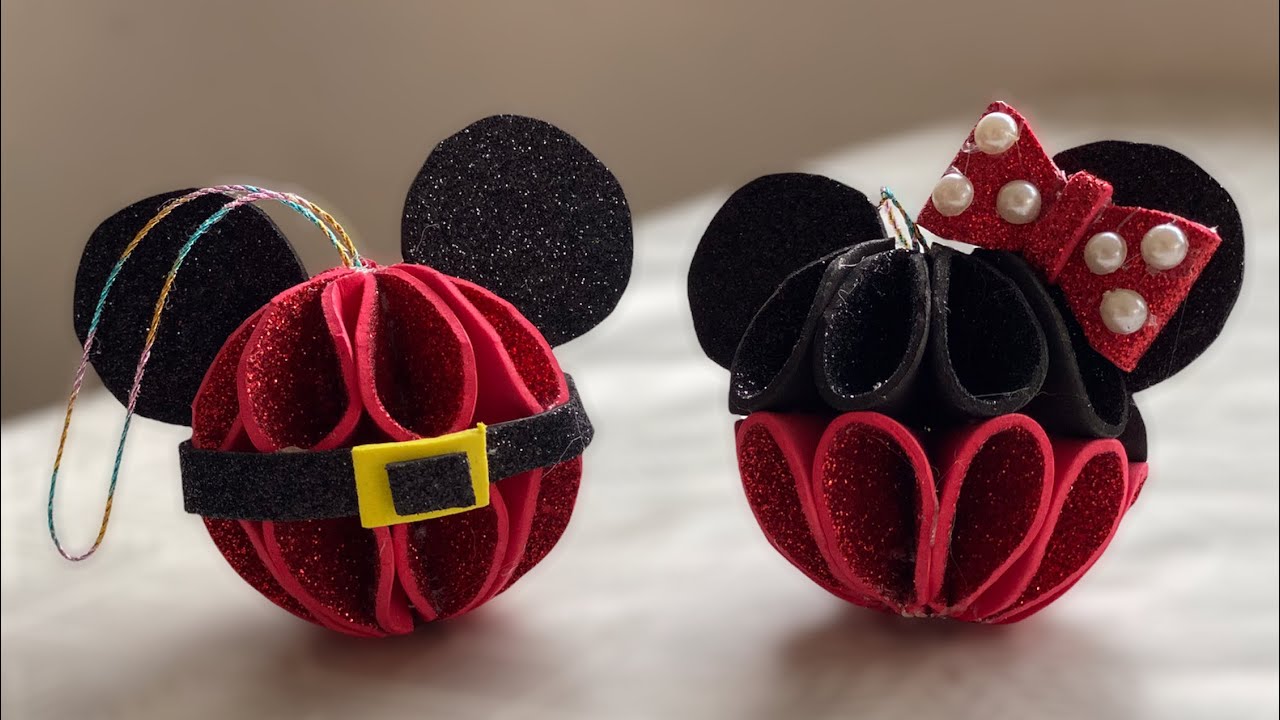 🎄 PALLINE MICKEY & MINNIE in gomma eva (Mickey & Minnie Mouse Ornaments -Foam DIY)
