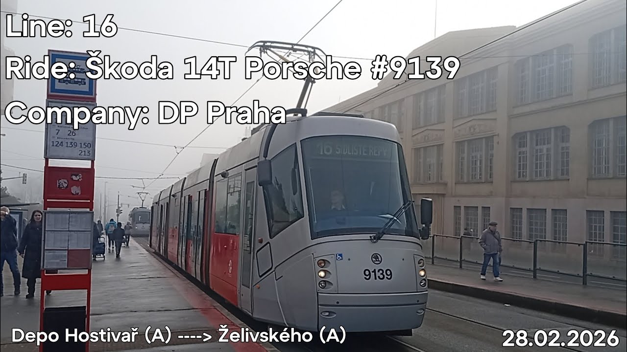 Line: 16 Ride: Škoda 14T Porsche Company: DP Praha to Želivského (A)