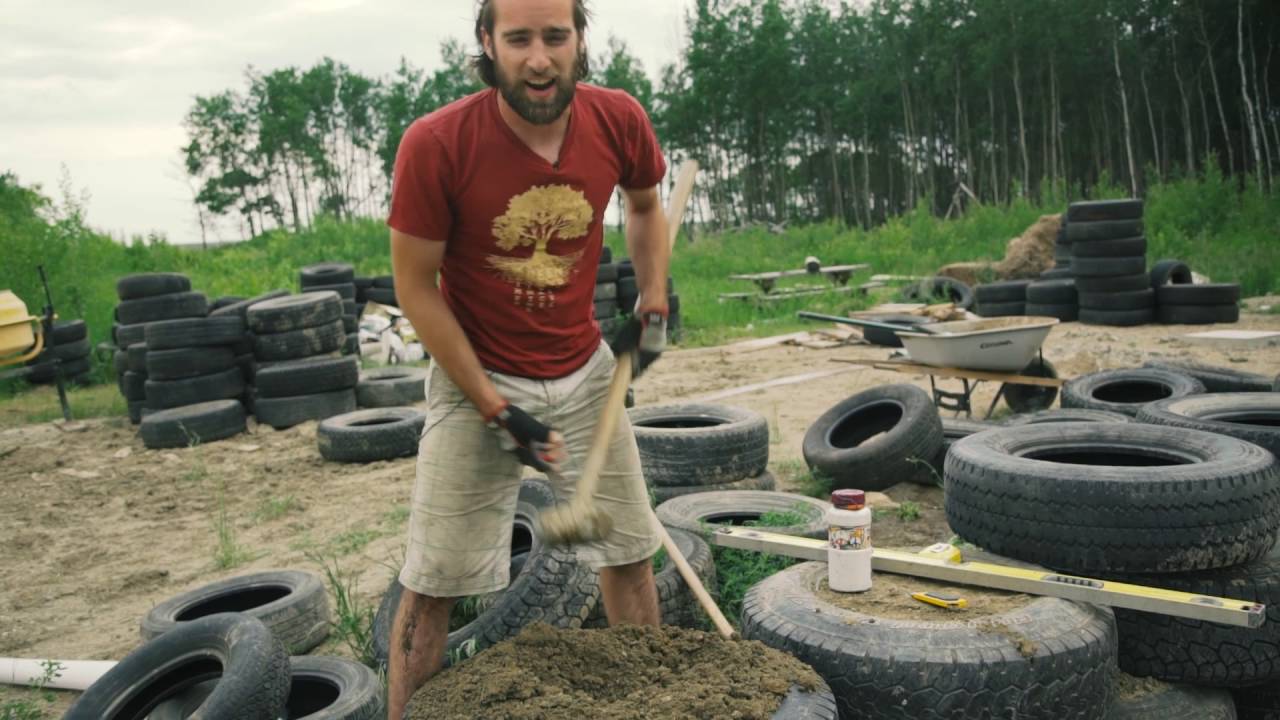 How to build an earthship (filling tires)