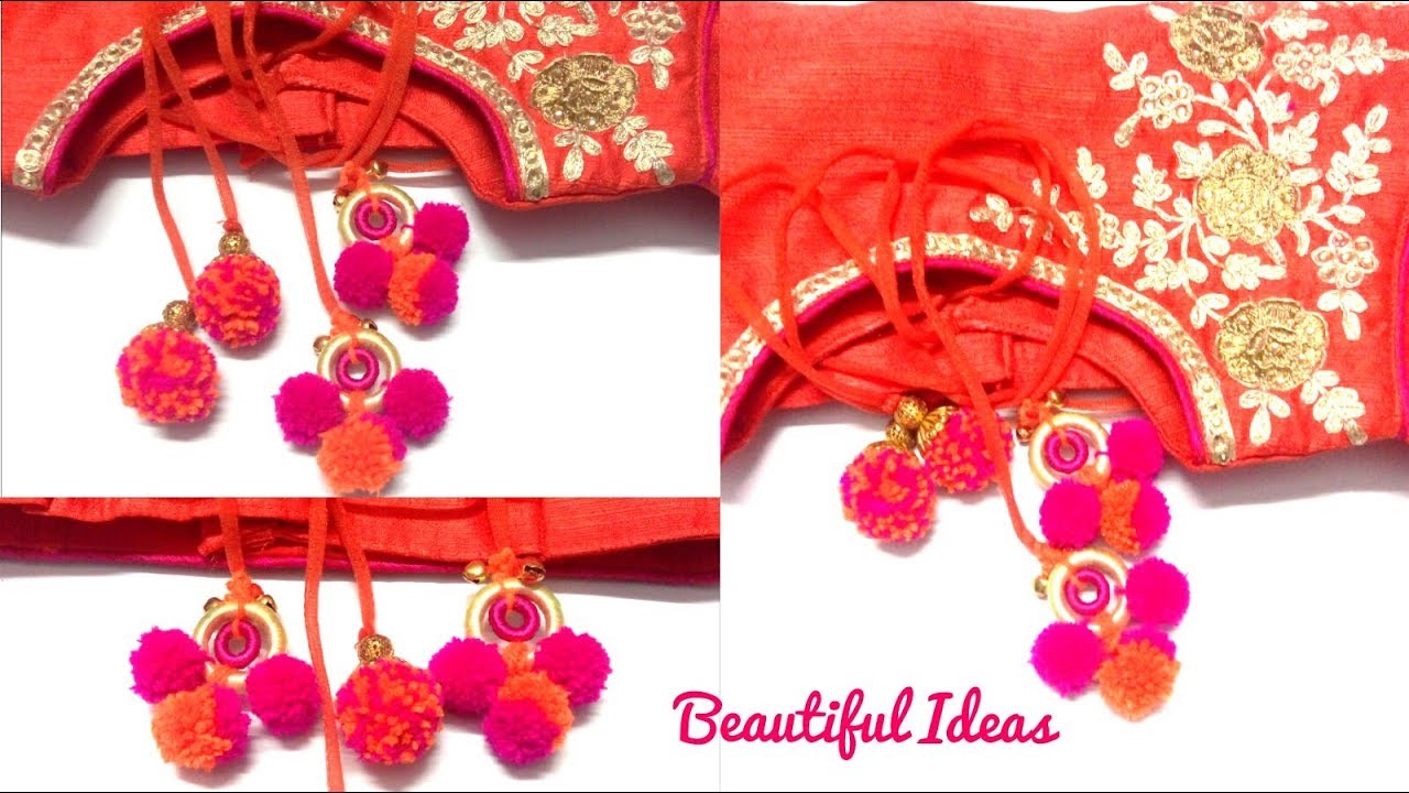 How to Make Woolen thread Latkan for Blouse at Home/ Lehenga Latkan Designs/Designer Lehenga Latkans
