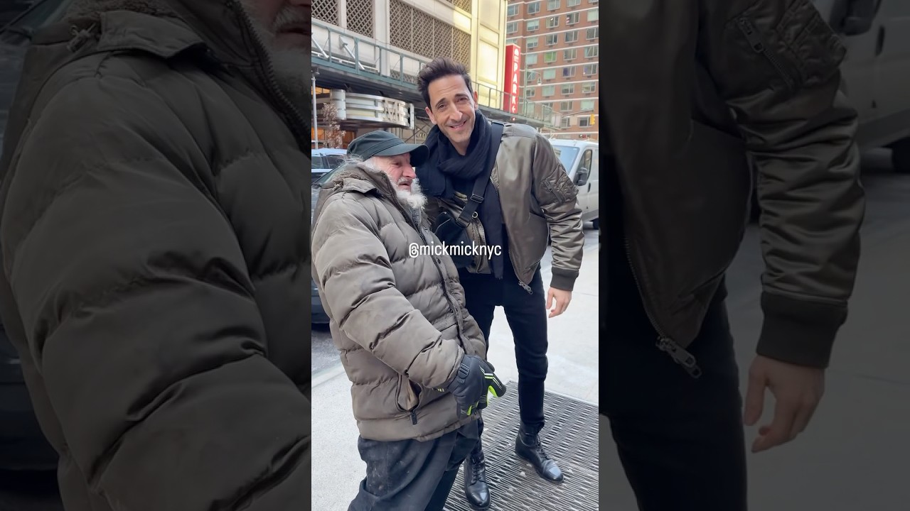 Radioman stops Adrien Brody a month ago to congratulate his upcoming Oscar win 🏆🥰