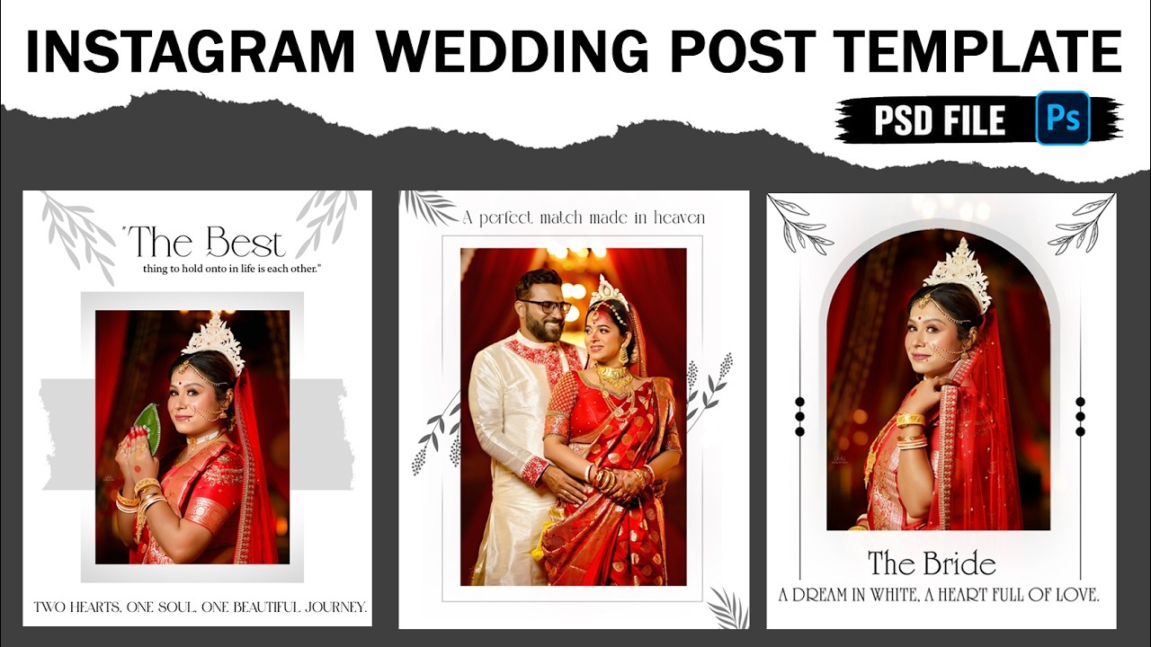 Premium Wedding Post Design PSD  Easy Photo Replace