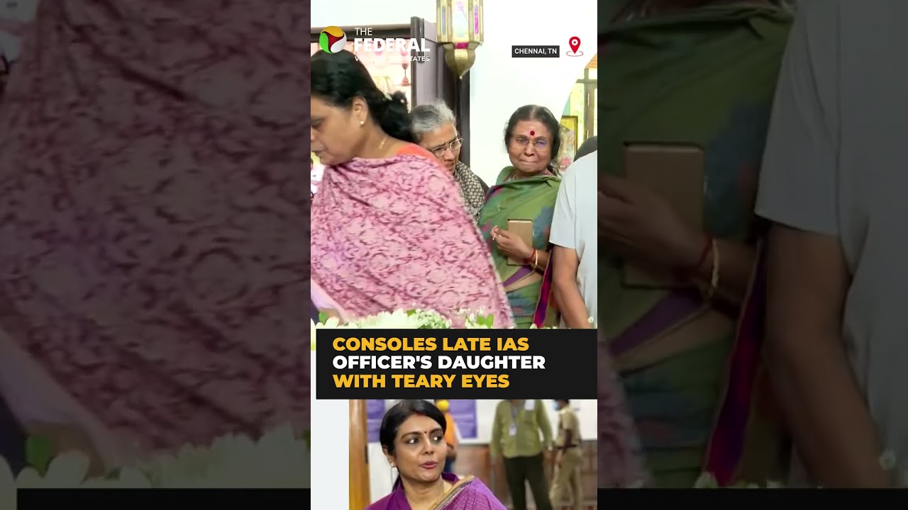 Teary-eyed IAS P Amudha consoles late officer Beela Venkatesan&rsquo;s daughter | #shorts