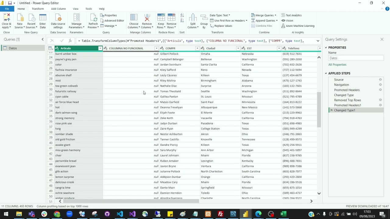 Transformando datos de Excel en Power BI - Part. 1