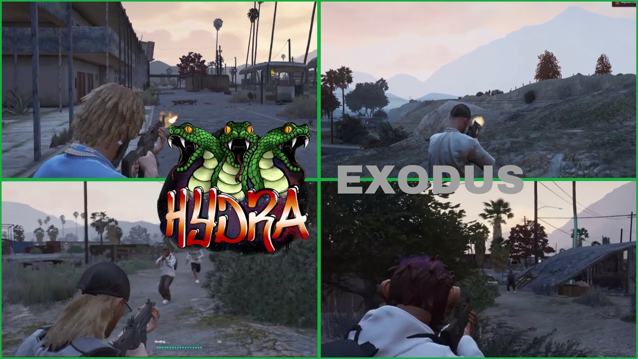 Hydra vs Exodus fight for bank truck at sandy motel (Multipov)