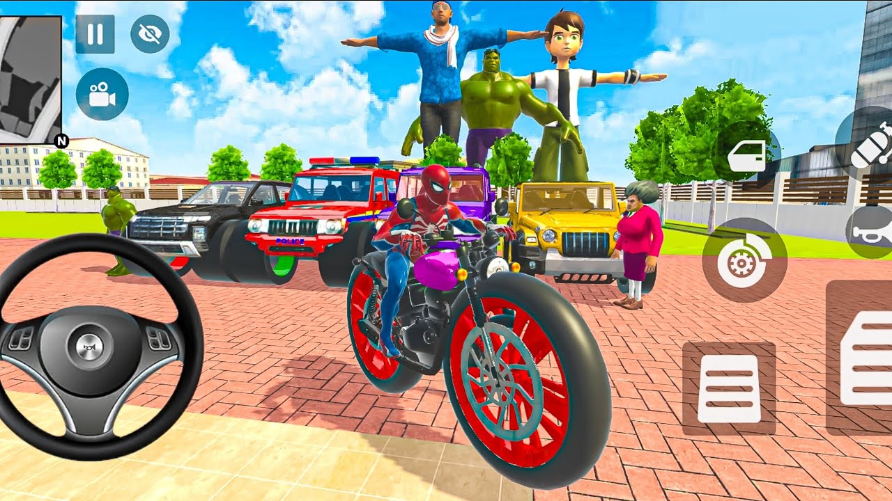 🚨Car Bike Game: Spider man Order In Modified Bike 🦚 Car And drives A Indian 💸 Police Car In SUV Game