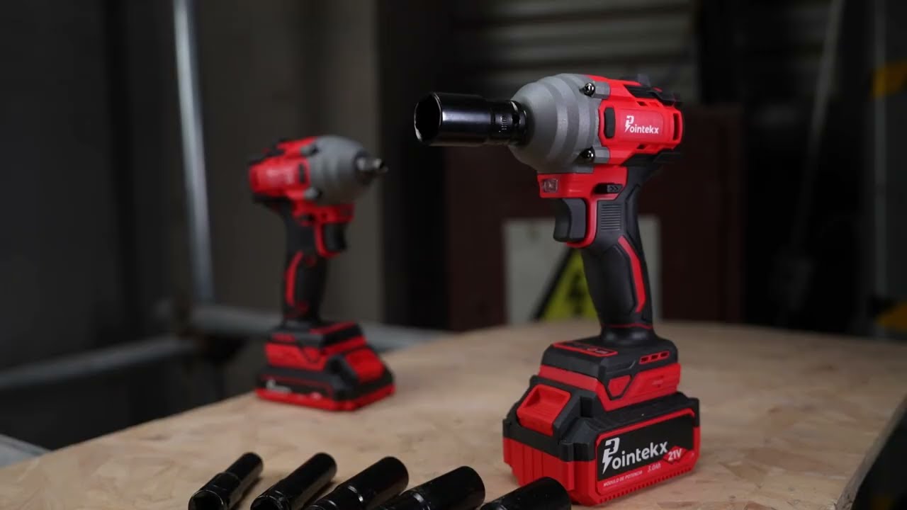 POINTEKX 21V 450NM Brushless Cordless Impact Wrench with 3.0Ah Battery