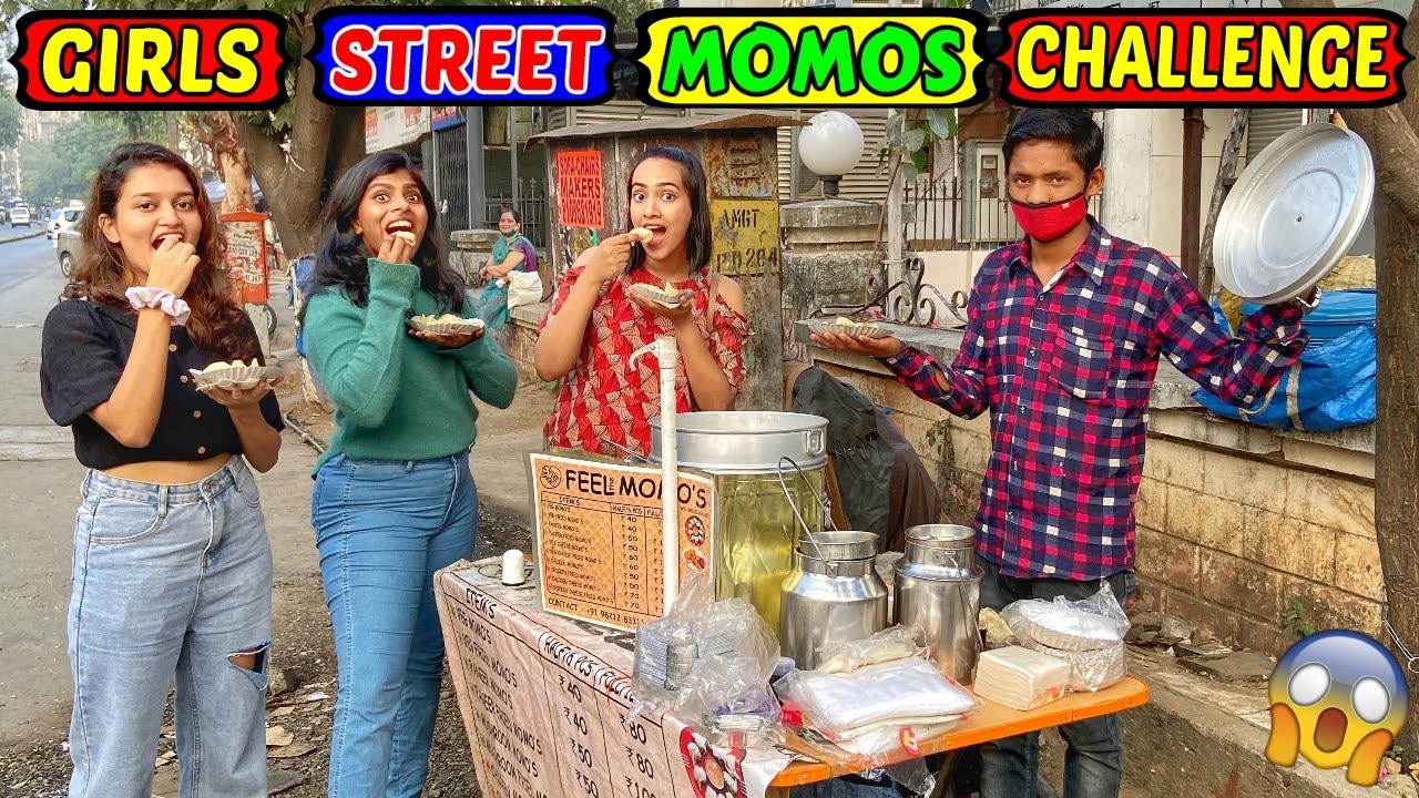 GIRLS STREET MOMOS EATING CHALLENGE | UNLIMITED STREET MOMOS EATING COMPETITION (Ep-349)