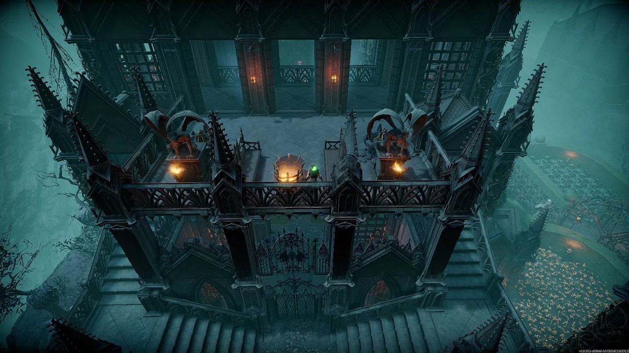 V Rising. Castle tour. A large, beautiful garden with a prison in Gloomrot. Old video.