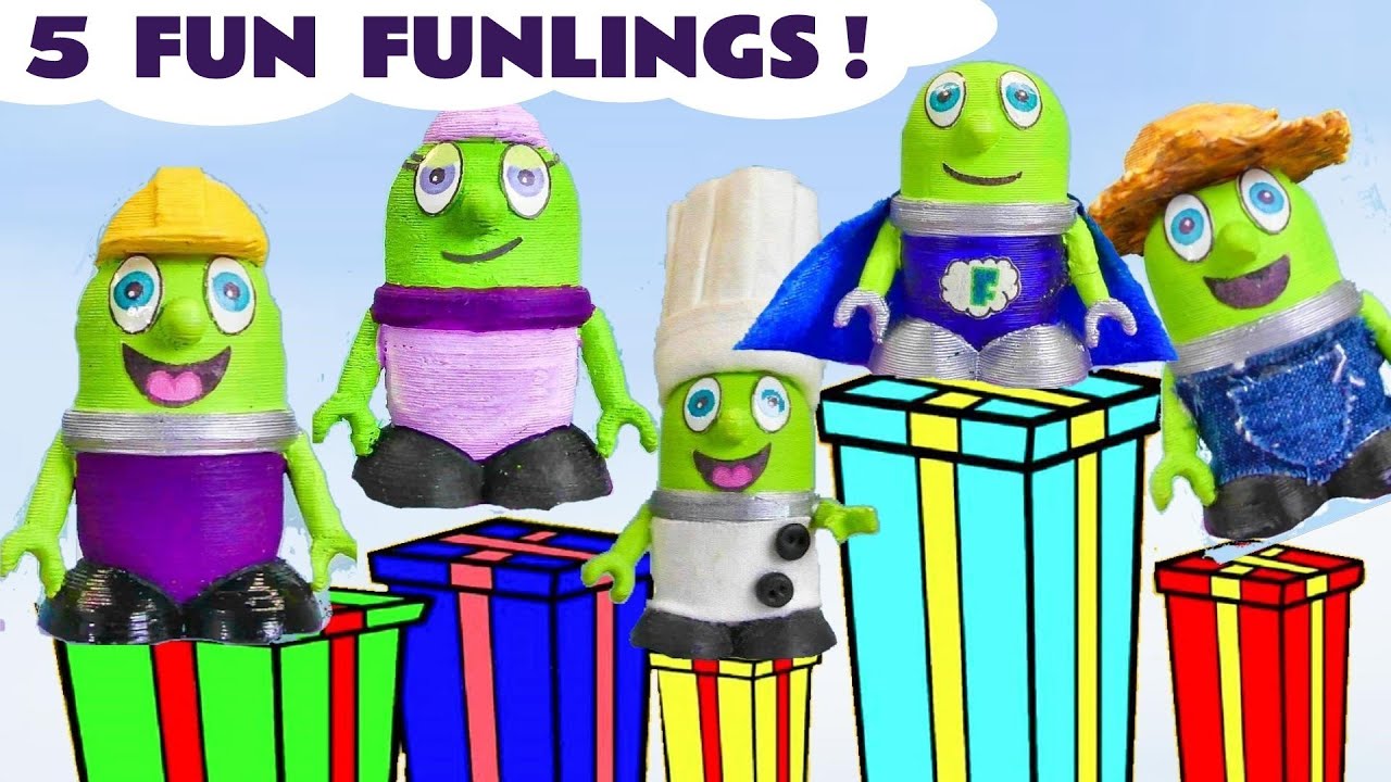 5 Funlings Jumping on the Bed looking for King Funlings birthday present