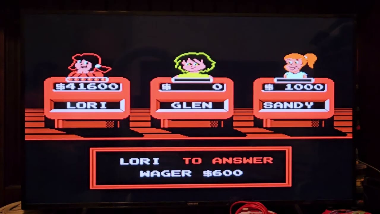 I play as my Cousin Lori on Jeopardy! Junior Edition for the NES