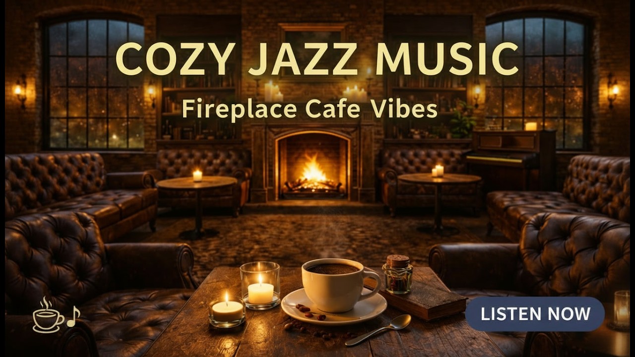 ☕ Jazz by the Fireplace | Elegant Café Night Ambience