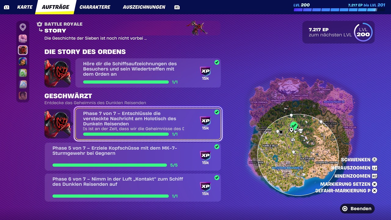 DIE NACHRICHT DES DUNKLEN REISENDEN AN SEINEN MEISTER!   GESCHWÄRZT STORYAUFTRÄGE TEIL 2 FORTNITE