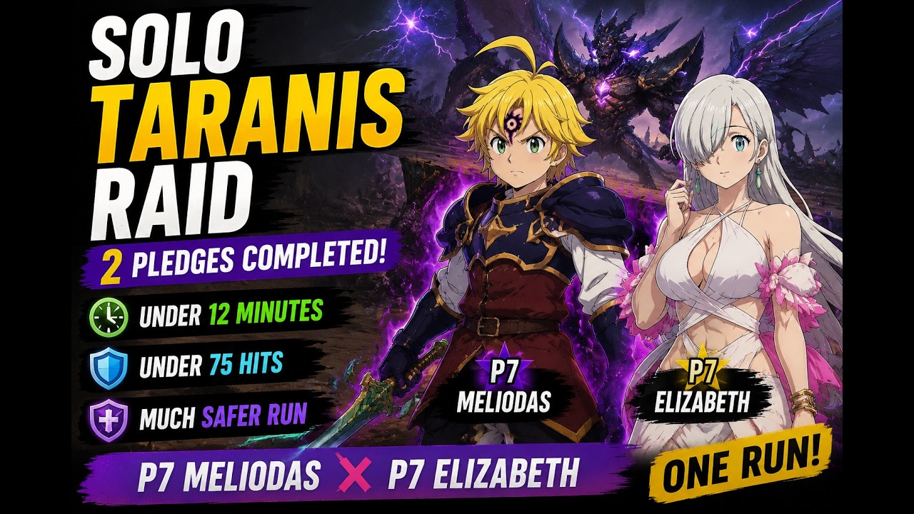 SOLO Taranis Raid with P7 Meliodas & Elizabeth! | 2 Pledges Cleared | All Bosses