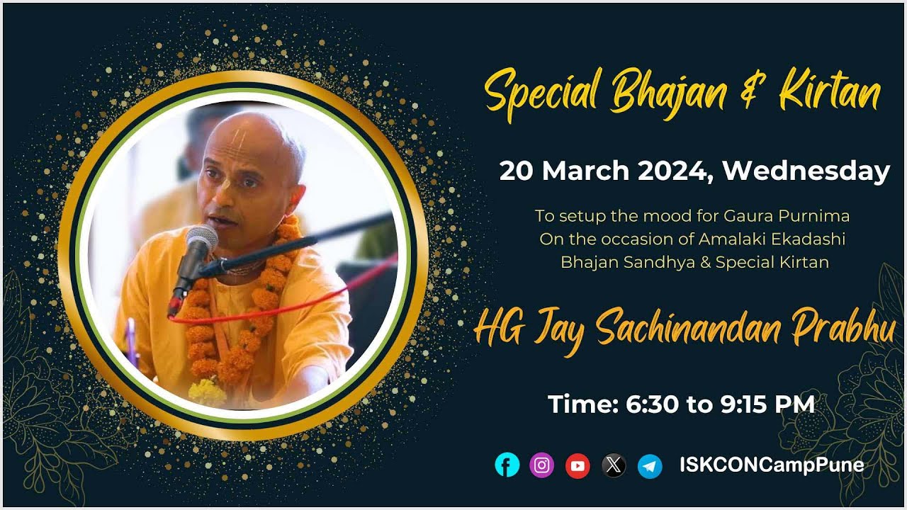 Special Bhajan & Kirtan || HG Jay Sachinandan Prabhu || 20th March 2024 || ISKCON Camp Pune