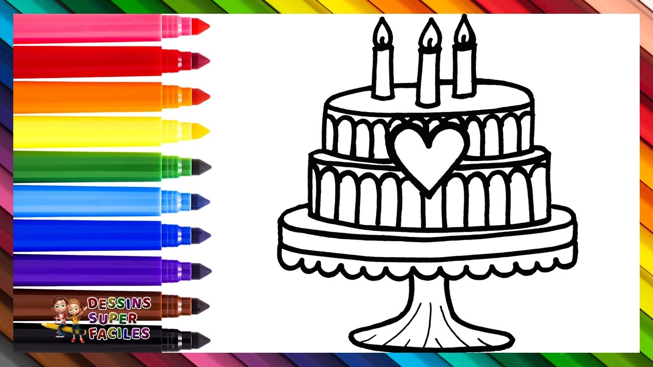 Dessiner et Colorier un Gâteau d'Anniversaire 🎂🌈 Dessins pour Enfants