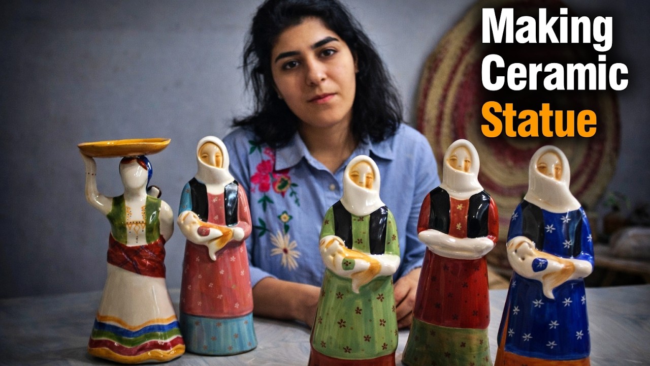 Making Ceramic Statue Of Woman In Local Dress | Sculpture
