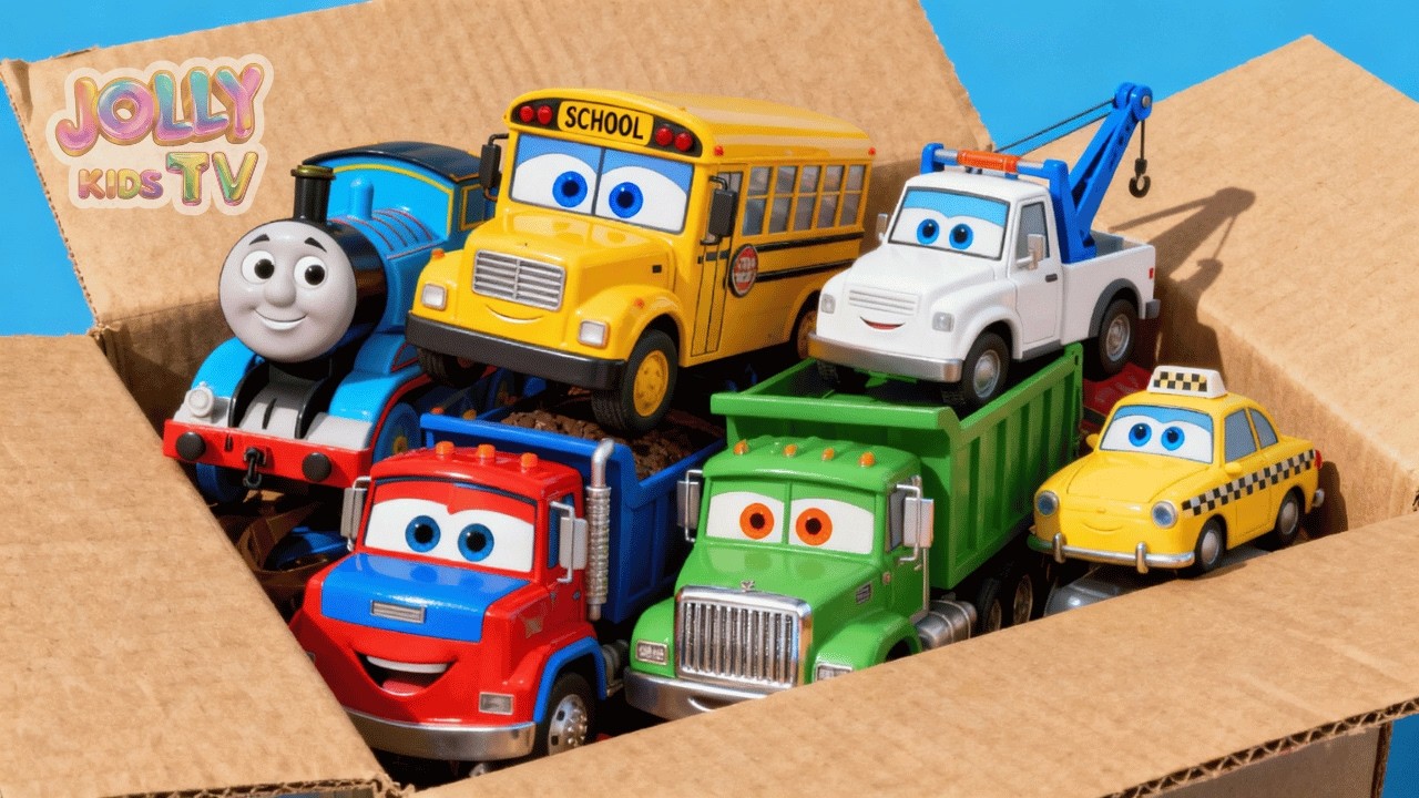 What is In The Box? Color Vehicles! Yellow Excavator + Dump Truck + Toy Trucks | Kids Songs 🛻🎁🚒
