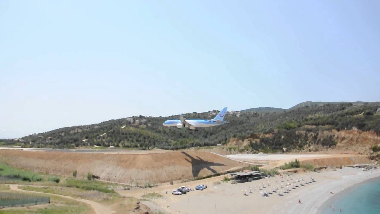 Landing at Skiathos, the Second St. Maarten! Other side of the runway! Plane Spotting
