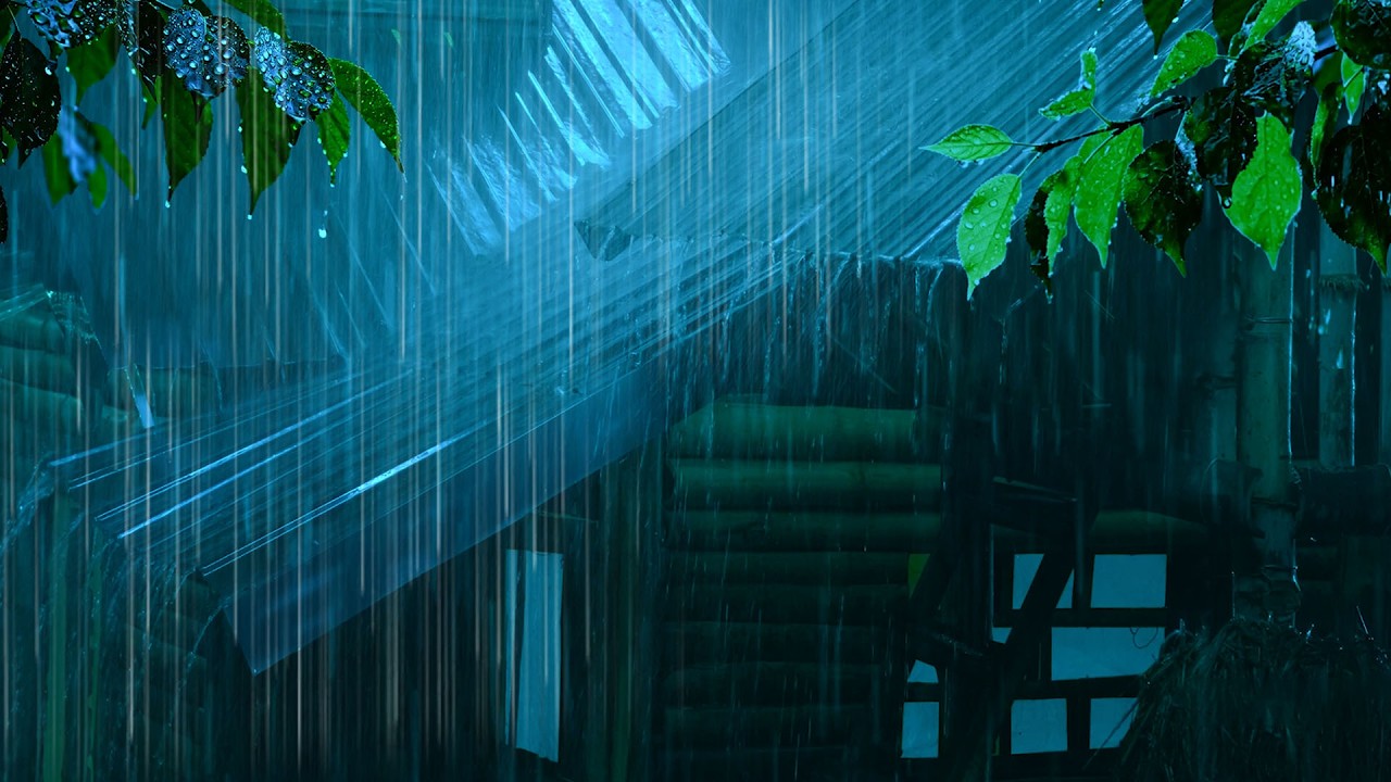 Relieve & Goodbye Stress with Heavy Rain and Thunder on a Tin Roof at Night Forest, White Noise,FAST