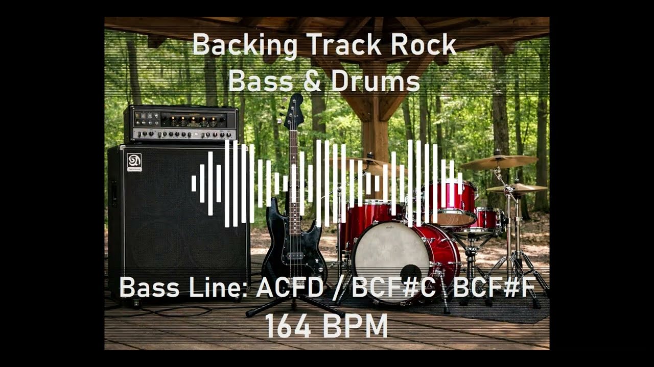 #72 Backing Jam Track: Rock (Drums & Bass) 164 BPM (ACFD / BCF#C BCF#F)