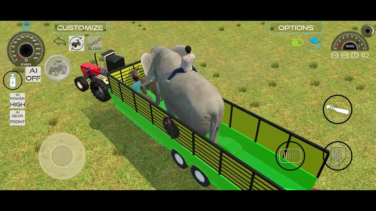 1 Tractor Delivers 3 Wild Animals Safely 🐘🦁🦌 Indian Simulator 3D#automobile #gaming#indiantractor3d 