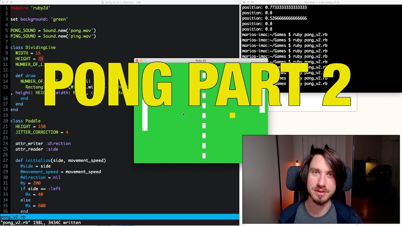 An improved 2D pong with sound effects, music and basic physics - Pong Ruby 2D Part 2
