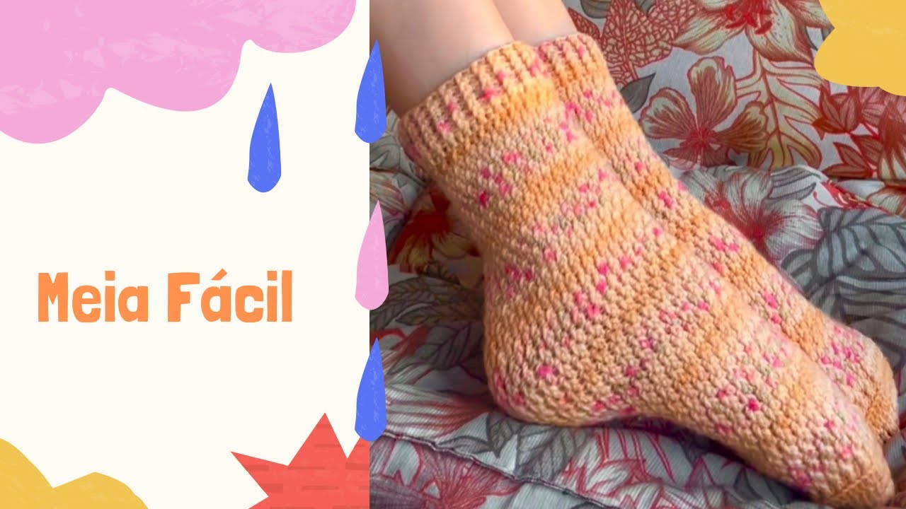 MEIA SEM CALCANHAR FÁCIL - CROCHÊ