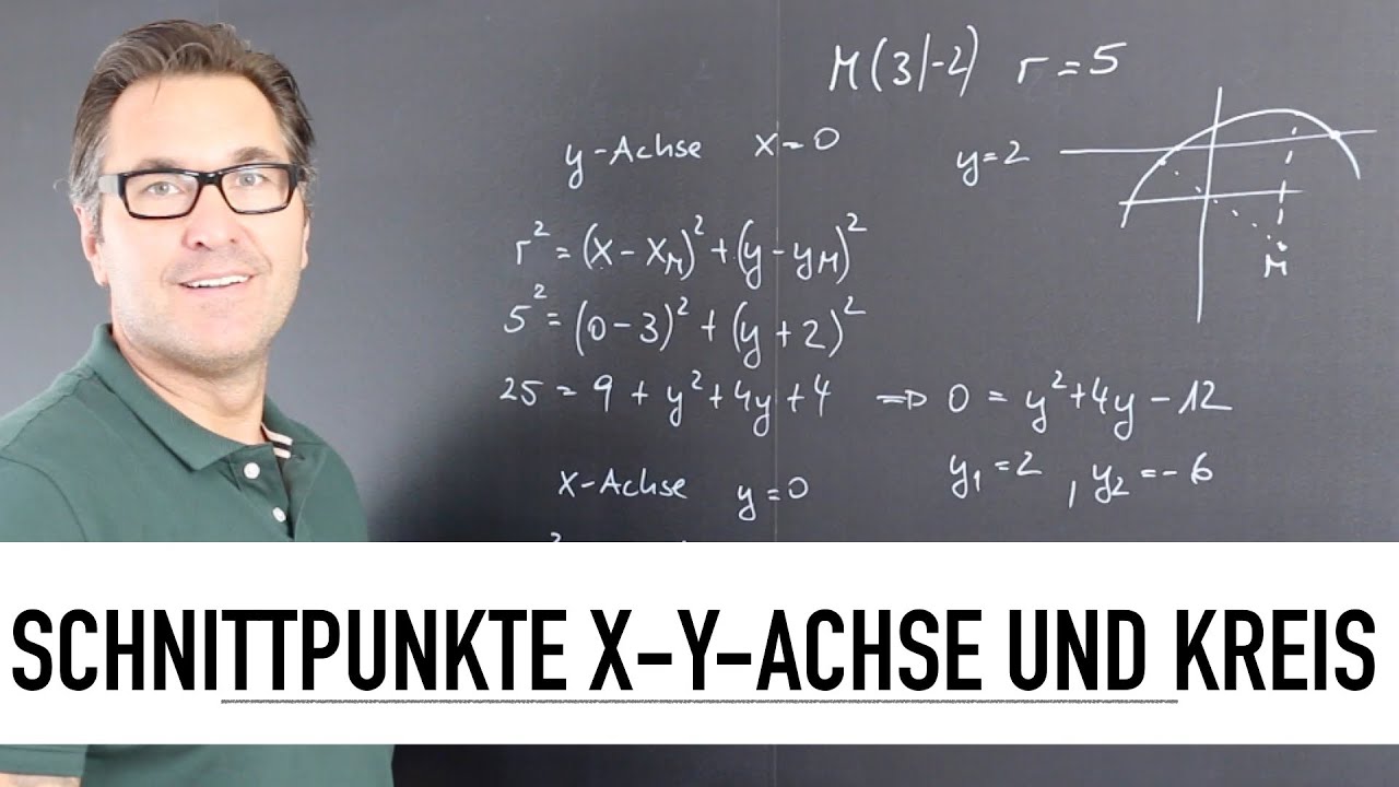 Wie berechne ich Schnittpunkte von  x- & y-Achsen und Kreis? | Rechnen mit Kreisgleichungen
