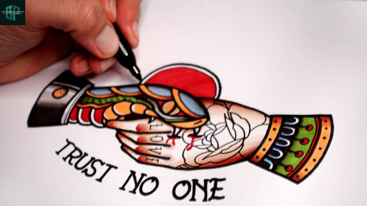 How to Draw Out a Tattoo Design | Trust No One Old School Style