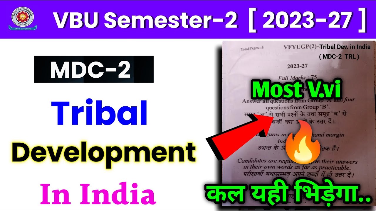 🔥Most v.vi !! Tribal development in India | MDC -2 Tribal Development in v.v.i questions 2025 | vbu