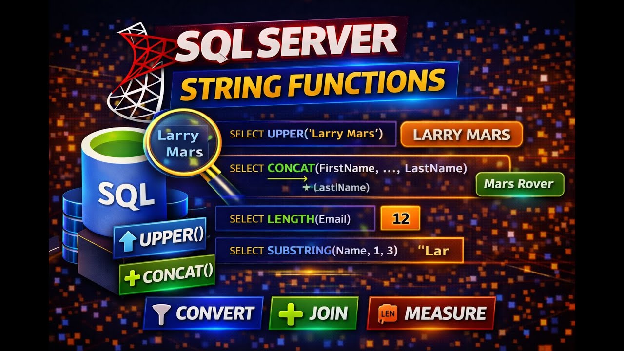 Day 15: Microsoft SQL Server Complete Course| String Function #sql #sqlserver #interviewquestion