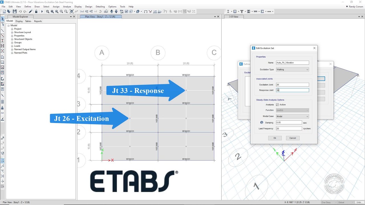 ETABS - 29 Vibration Analysis of Steel Floors: Watch & Learn