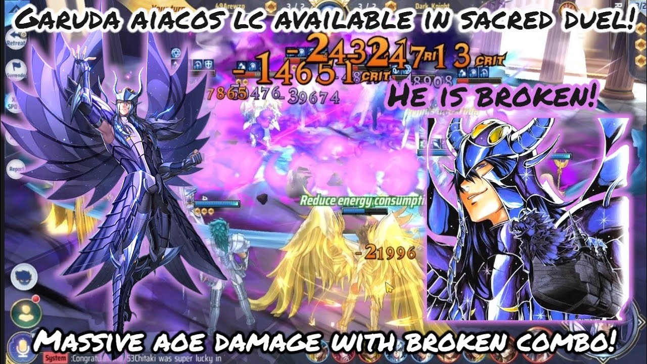 Saint Seiya: Awakening (KOTZ) - Garuda Aiacos LC Available in Sacred Duel! AOE Spam Broken Combo!