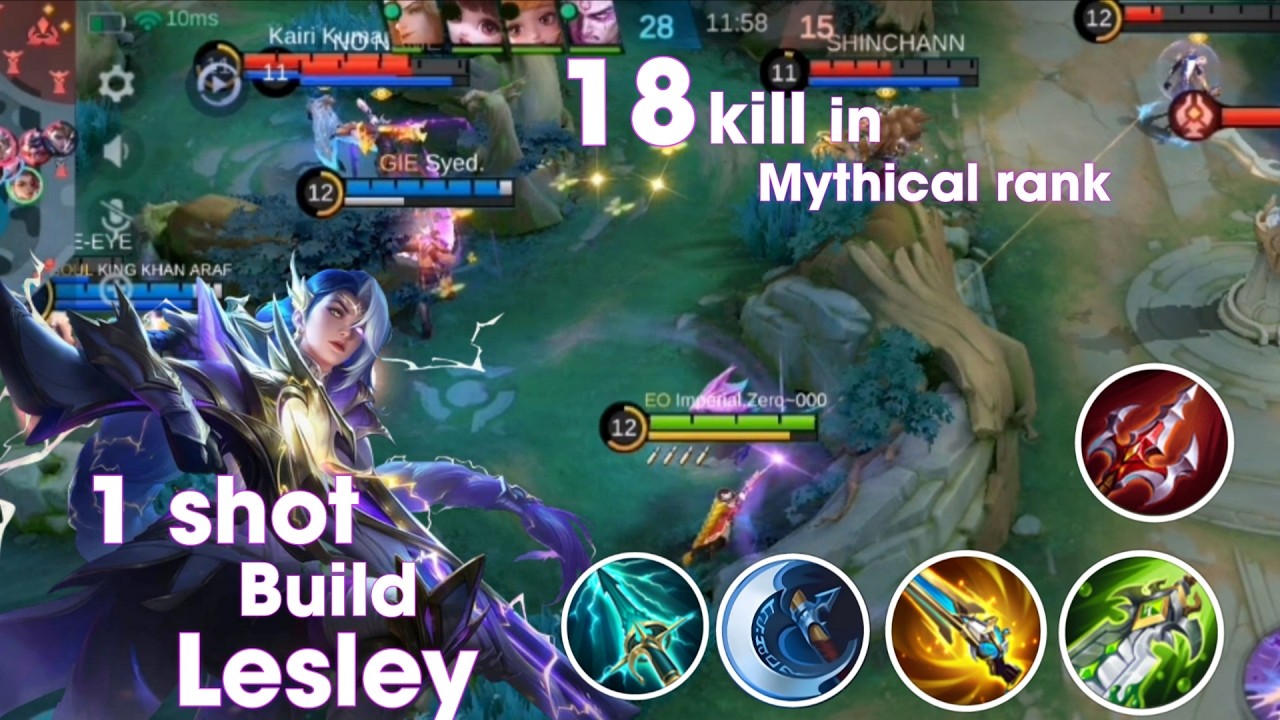 1 Shot Build Lesley – 18 Kills in Rank Match | Best Critical Damage Build | Mobile Legends Bang Bang