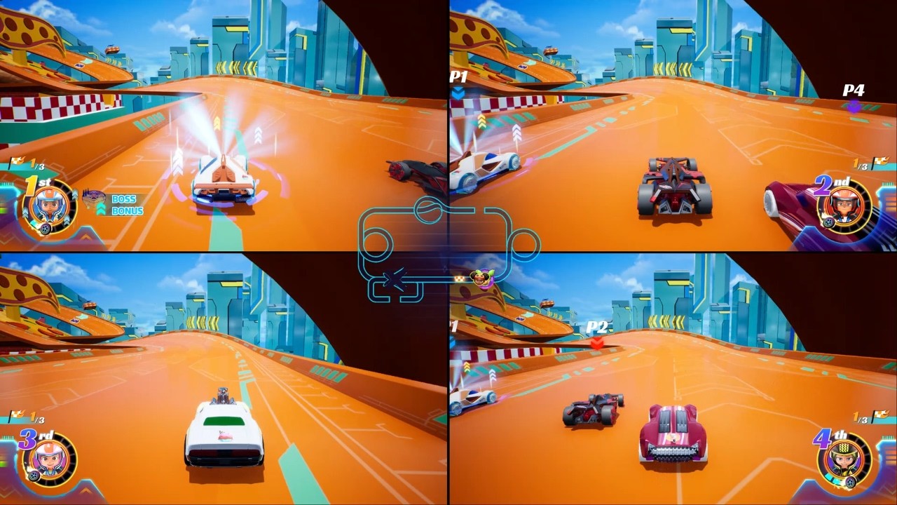 Hot Wheels Let's Race: Максимальная скорость, совместная игра для 4 игроков на разделенном экране...