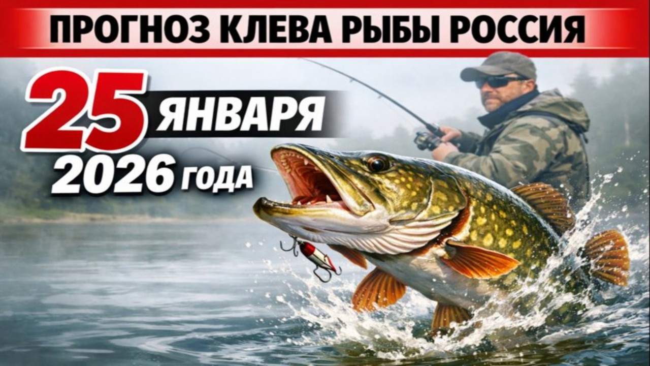 ПРОГНОЗ КЛЁВА в России на 25 января 2026 года: Бросай все и на рыбалку!