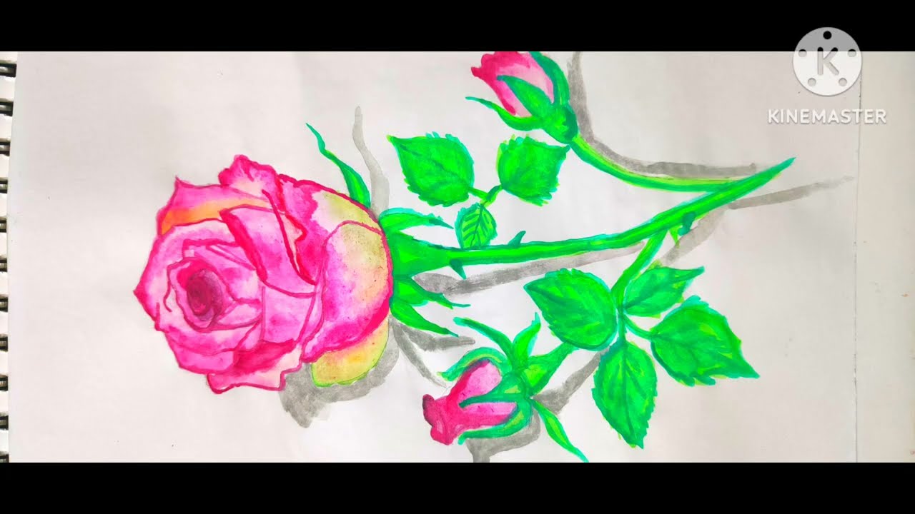 A beautiful rose 🌹 painting step by step|Realistic rose drawing #youtube #rosepainting