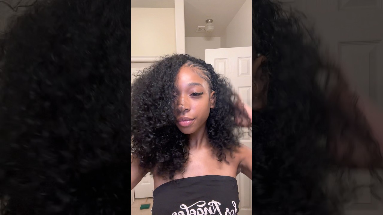 Side part braided halfwig style! ​⁠@ohmypretty ! #halfwig #braids #curlyhair  #hairvideos #hair