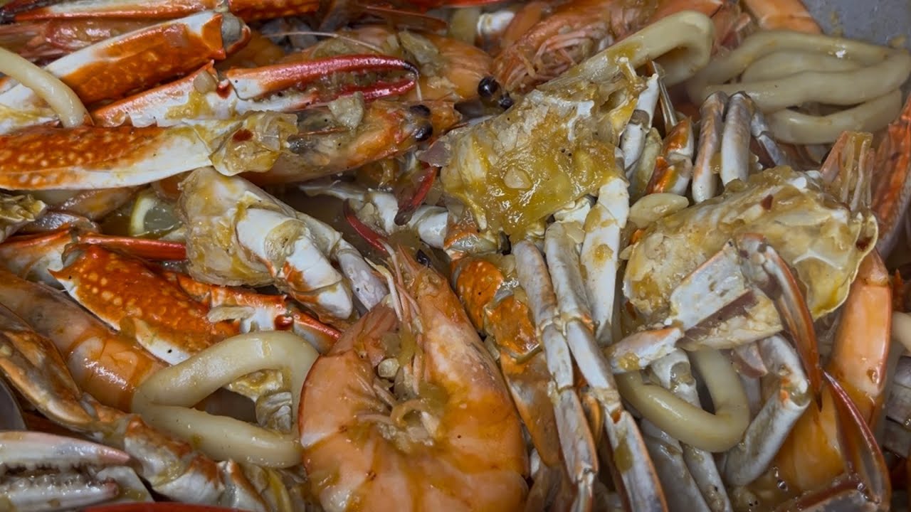 Blue Crabs, Shrimp, and Squid in Cajun Style