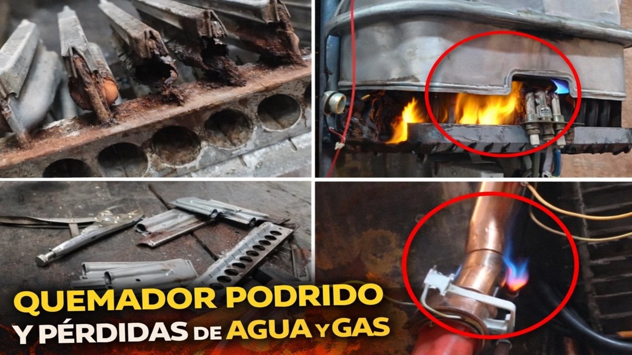 Reparacion de quemador podrido y perdidas de agua y gas en calefon orbis