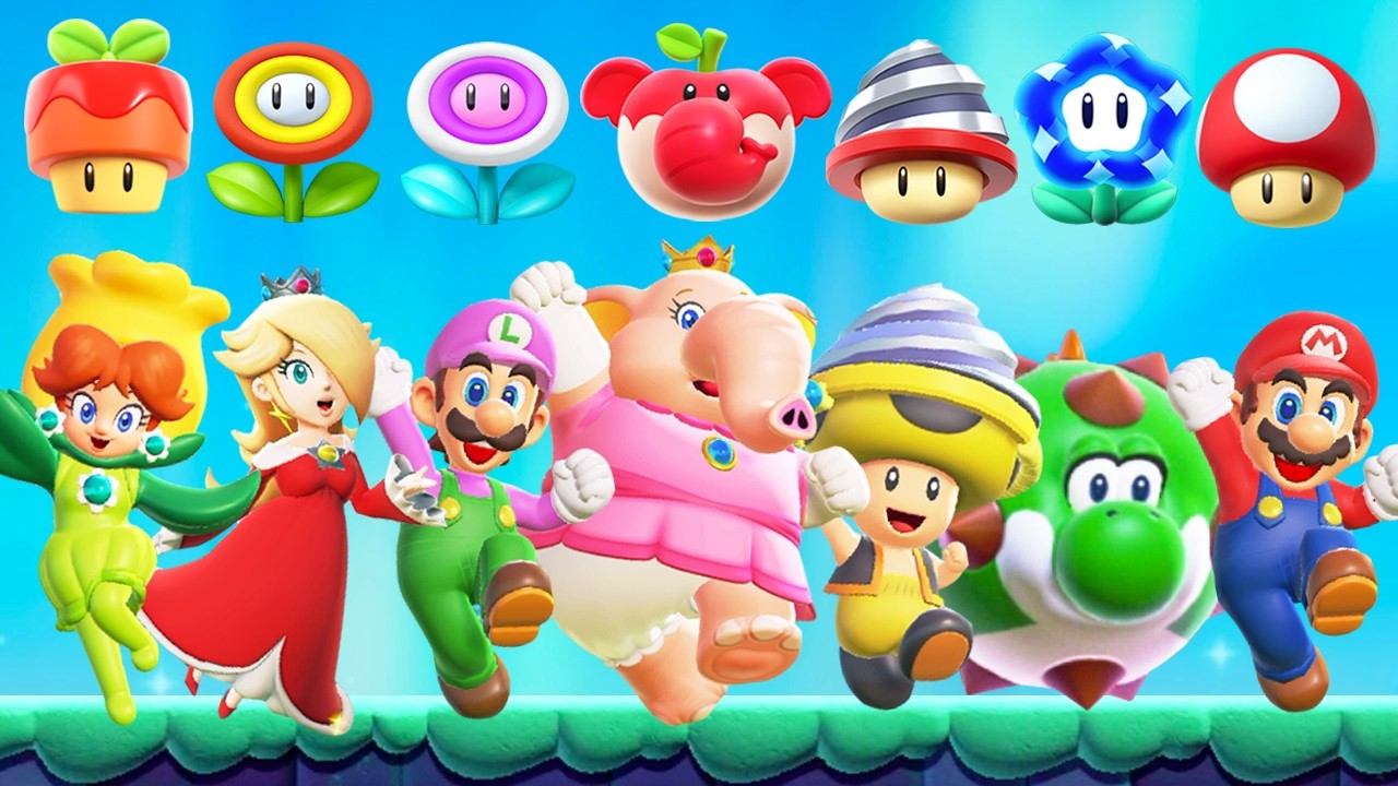 Super Mario Bros Wonder - All Character Power-Ups (DLC Included)