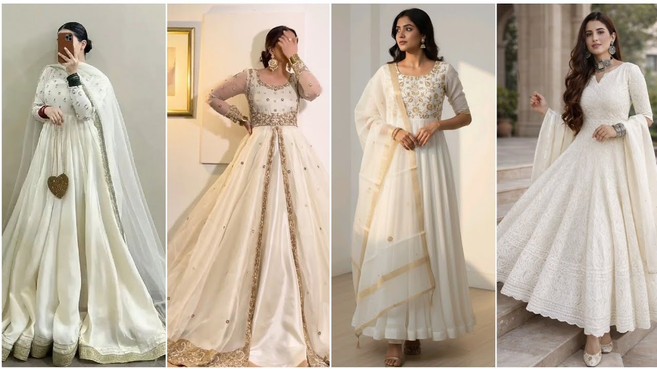 Latest And Stylish White Color Anarkali Suit Design Ideas For Girls For Eid 2026 
